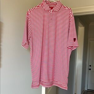 Red and White Striped Polo Shirt